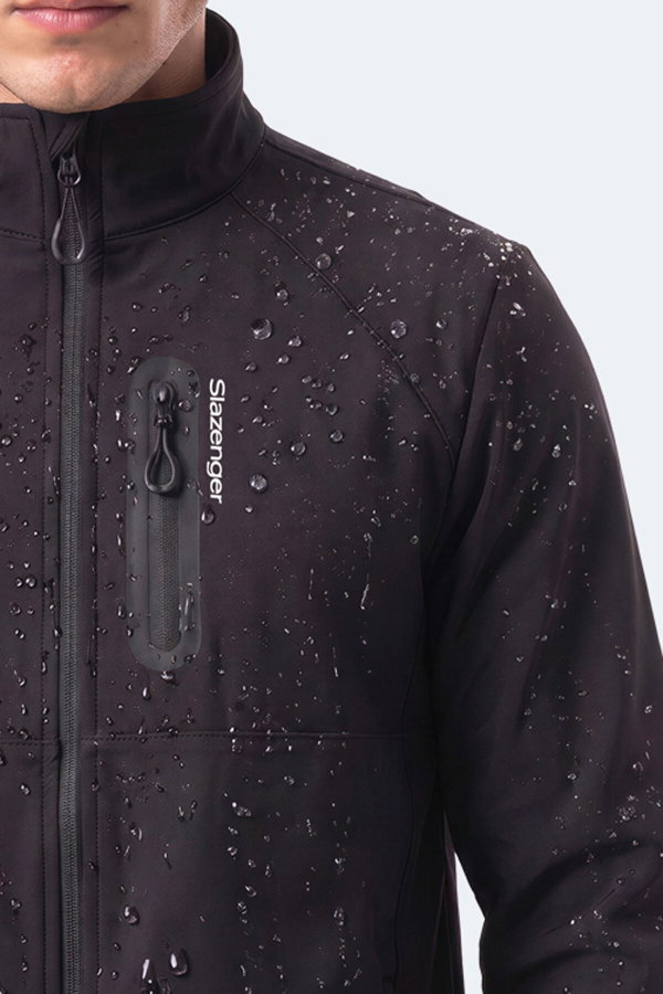 Slazenger CRIMSON I Erkek İçi Polarlı Rüzgar ve Su Geçirmez Softshell Siyah Mont & Kaban