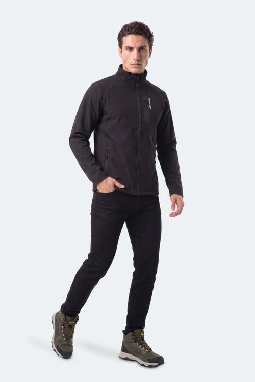 Slazenger CRIMSON I Erkek İçi Polarlı Rüzgar ve Su Geçirmez Softshell Siyah Mont & Kaban