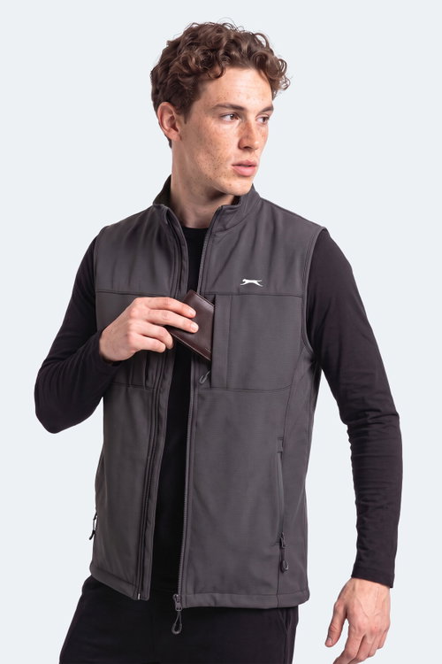 Slazenger CRUISER I Erkek Softshell Koyu Gri Yelek