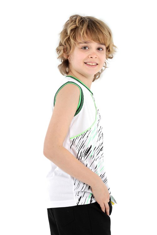 Slazenger DAFINA Erkek Çocuk Kolsuz T-Shirt Beyaz / Yeşil