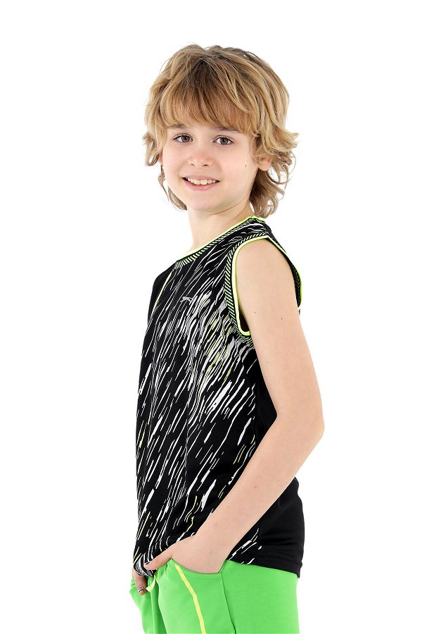 Slazenger DAFINA Erkek Çocuk Kolsuz T-Shirt Siyah / Sarı