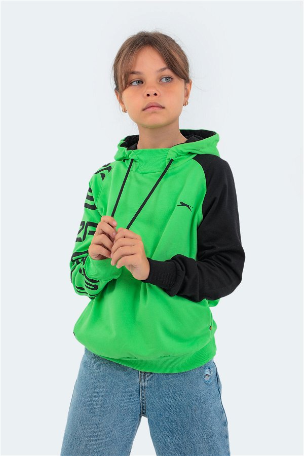 Slazenger DRAVEN Unisex Çocuk Sweatshirt Yeşil / Gri