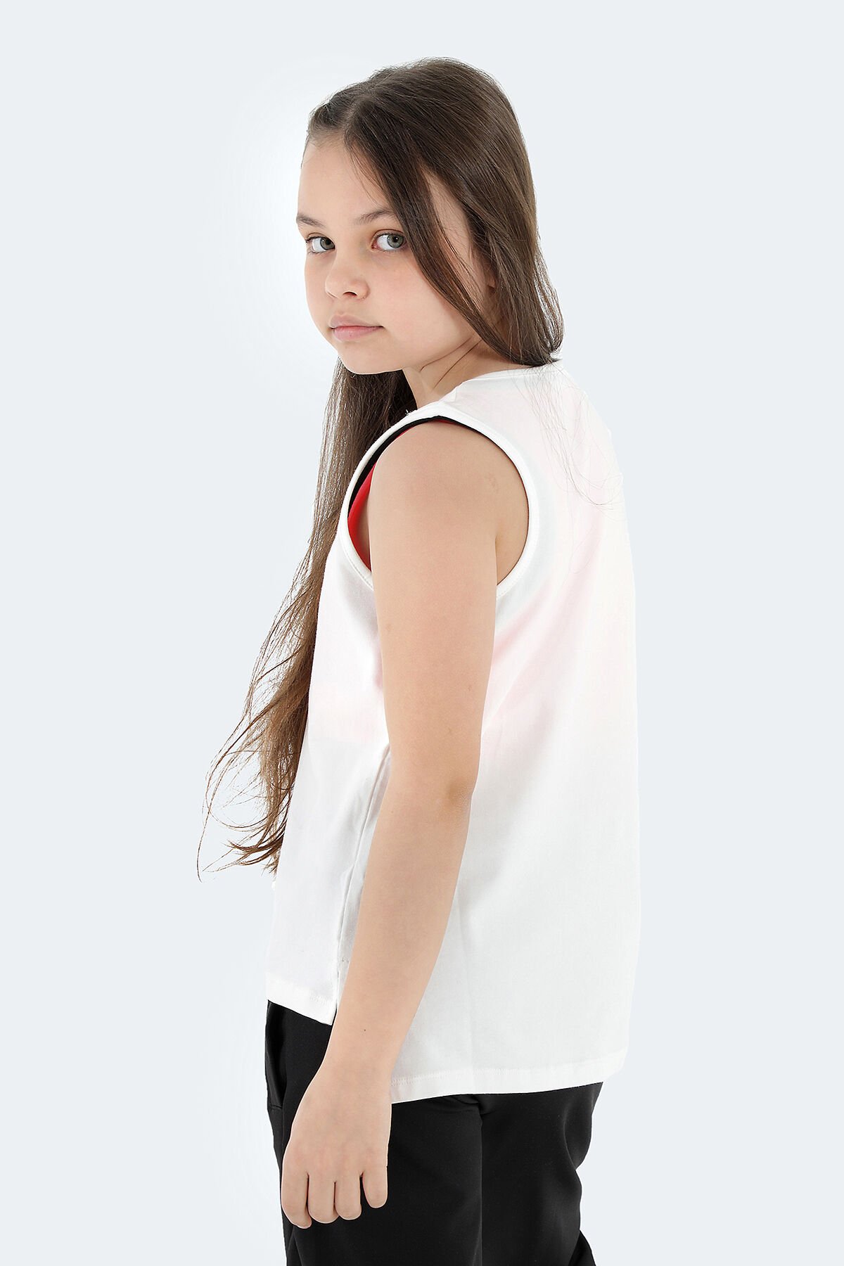 Slazenger DYLAN Kız Çocuk Kolsuz T-Shirt Beyaz - Thumbnail