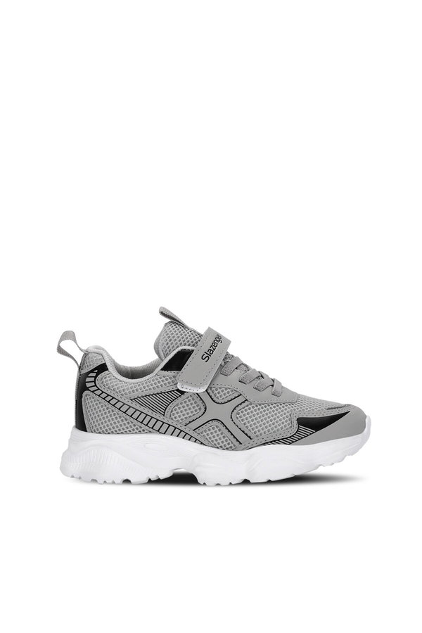 Slazenger FAST TRACK I Unisex Çocuk Cırt Cırtlı Gri / Siyah Günlük Spor Ayakkabısı