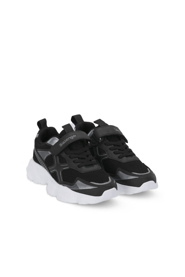 Slazenger FAST TRACK I Unisex Çocuk Cırt Cırtlı Siyah / Gümüş Günlük Spor Ayakkabısı