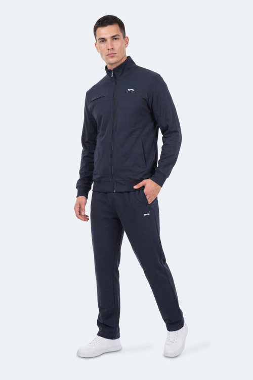 Slazenger FEDOR Erkek Dik Yaka Fermuarlı Lacivert Eşofman Takımı