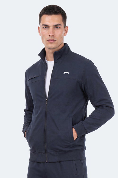 Slazenger FEDOR Erkek Dik Yaka Fermuarlı Lacivert Eşofman Takımı