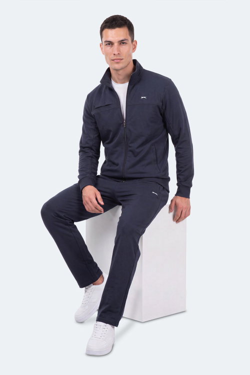 Slazenger FEDOR Erkek Dik Yaka Fermuarlı Lacivert Eşofman Takımı