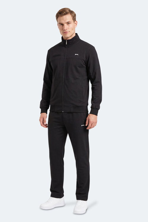 Slazenger FEDOR Erkek Dik Yaka Fermuarlı Siyah Eşofman Takımı