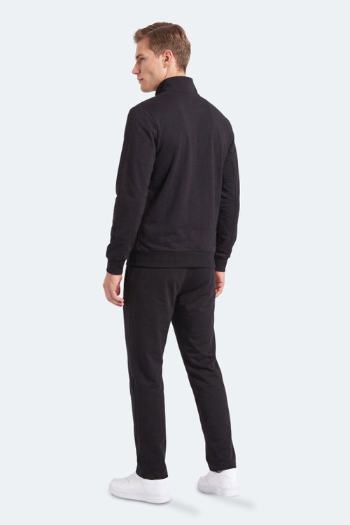 Slazenger FEDOR Erkek Dik Yaka Fermuarlı Siyah Eşofman Takımı