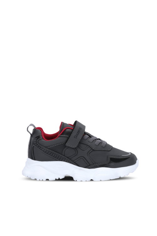 Slazenger FIFFY Unisex Çocuk Cırtlı Koyu Gri / Kırmızı Günlük Spor Ayakkabısı