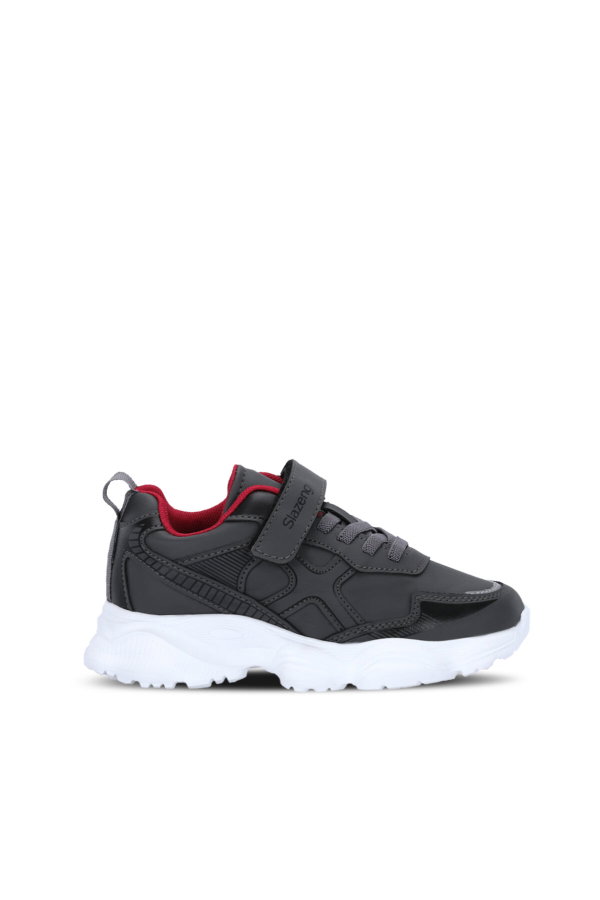 Slazenger FIFFY Unisex Çocuk Cırtlı Koyu Gri / Kırmızı Günlük Spor Ayakkabısı