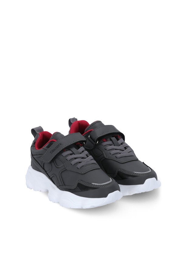 Slazenger FIFFY Unisex Çocuk Cırtlı Koyu Gri / Kırmızı Günlük Spor Ayakkabısı
