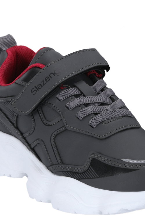 Slazenger FIFFY Unisex Çocuk Cırtlı Koyu Gri / Kırmızı Günlük Spor Ayakkabısı