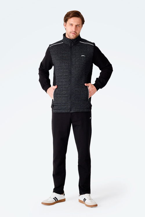 Slazenger FIORA Erkek Fermuarlı Dik Yaka Cepli Siyah Eşofman Takımı Slazenger FIORA Erkek Fermuarlı Dik Yaka Cepli Siyah Eşofman Takımı