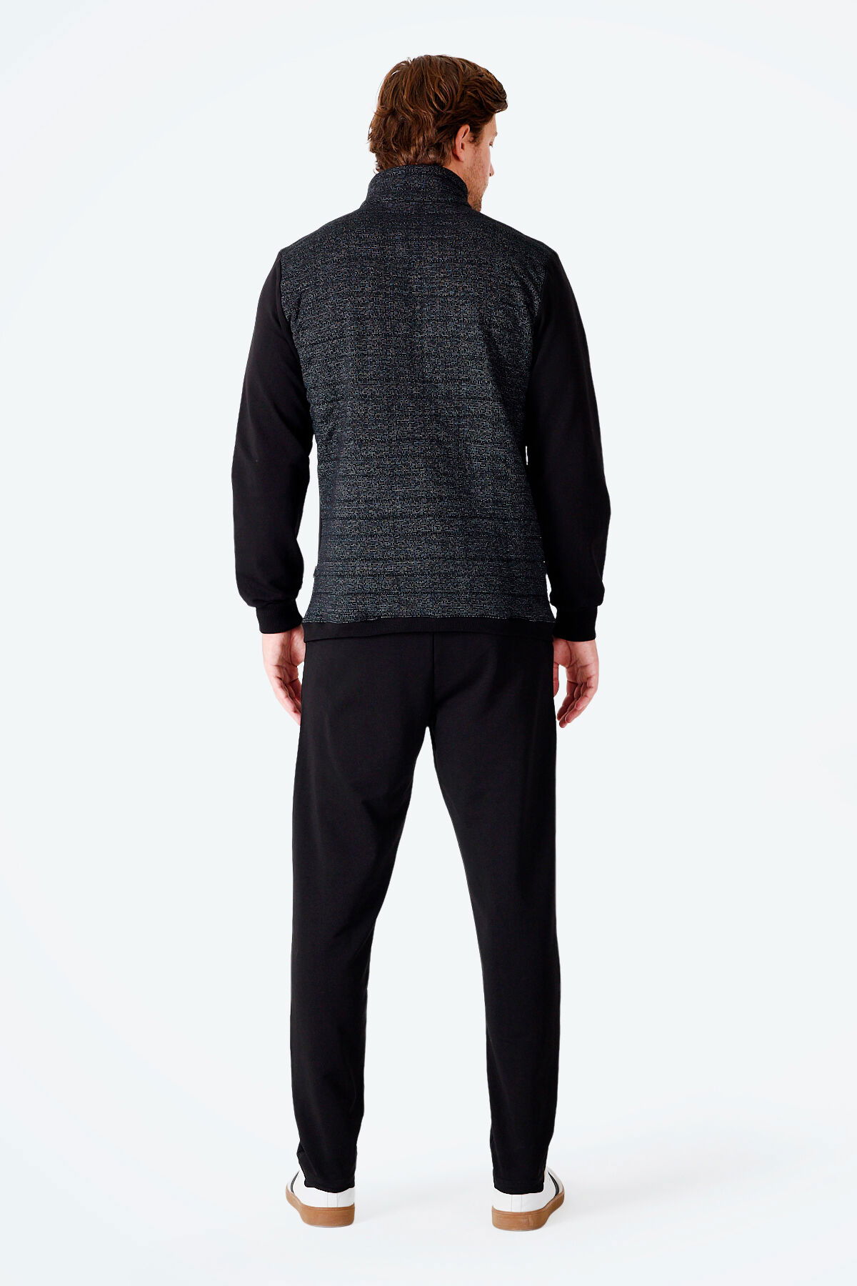 Slazenger FIORA Erkek Fermuarlı Dik Yaka Cepli Siyah Eşofman Takımı - Thumbnail