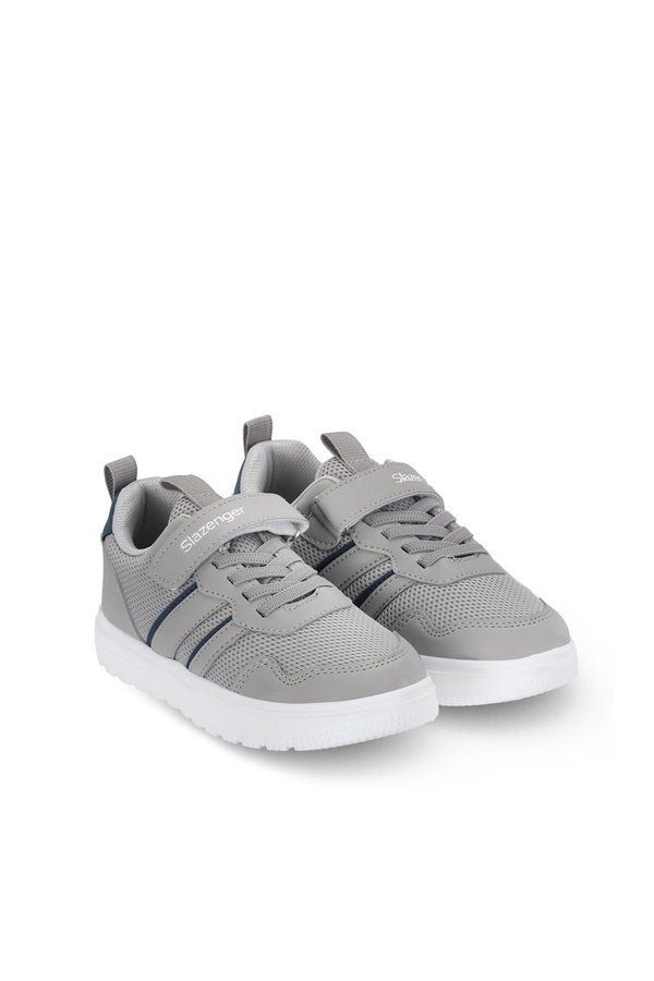 Slazenger FIORA Unisex Çocuk Cırt Cırtlı Gri / Saks Mavi Günlük Spor Ayakkabısı