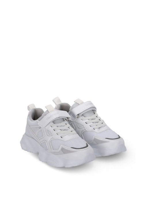 Slazenger FIZZY Unisex Çocuk Cırt Cırtlı Beyaz / Gümüş Günlük Spor Ayakkabısı