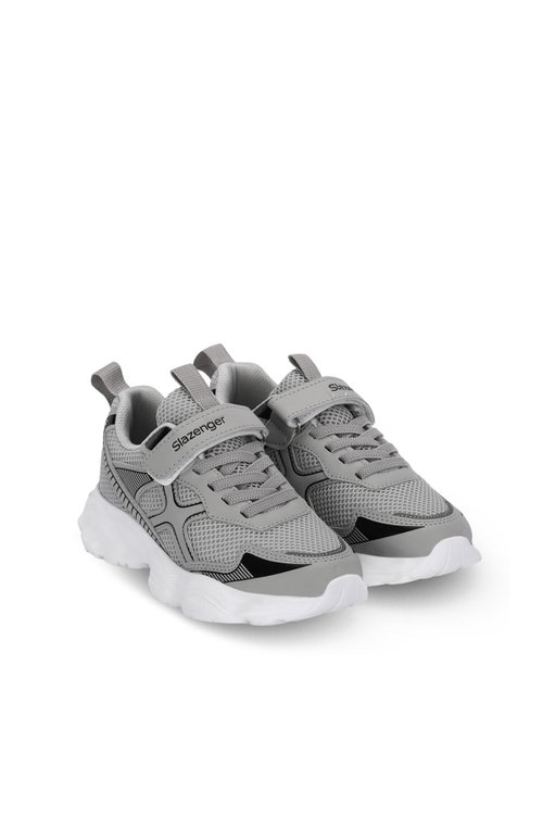 Slazenger FIZZY Unisex Çocuk Cırt Cırtlı Gri / Siyah Günlük Spor Ayakkabısı
