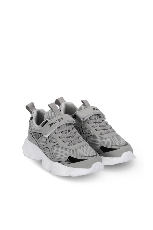 Slazenger FIZZY Unisex Çocuk Cırt Cırtlı Gri / Siyah Günlük Spor Ayakkabısı