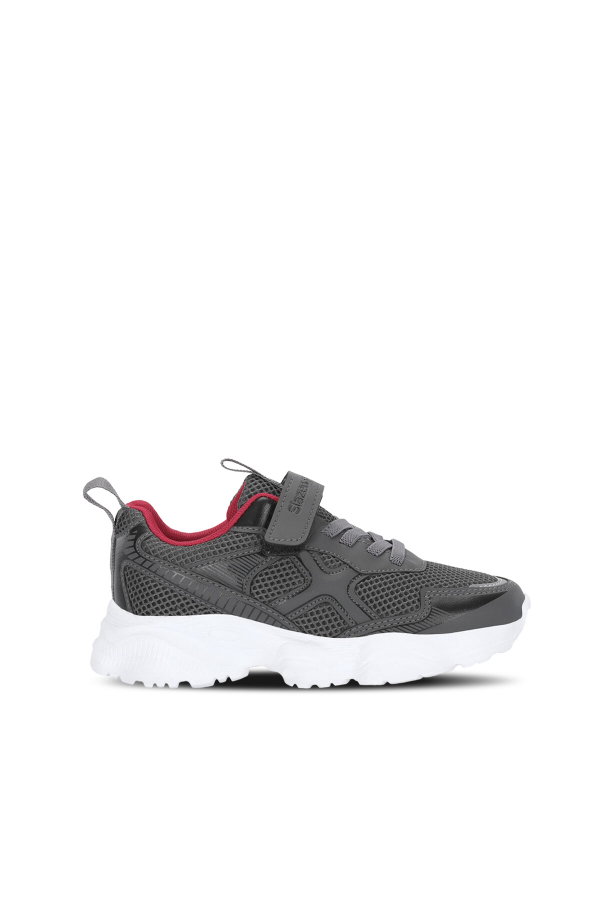 Slazenger FIZZY Unisex Çocuk Cırt Cırtlı Koyu Gri / Kırmızı Günlük Spor Ayakkabısı