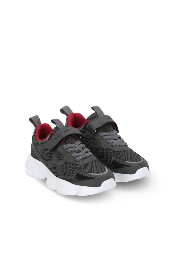 Slazenger FIZZY Unisex Çocuk Cırt Cırtlı Koyu Gri / Kırmızı Günlük Spor Ayakkabısı