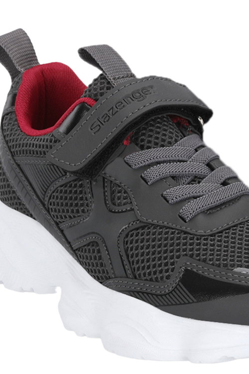 Slazenger FIZZY Unisex Çocuk Cırt Cırtlı Koyu Gri / Kırmızı Günlük Spor Ayakkabısı