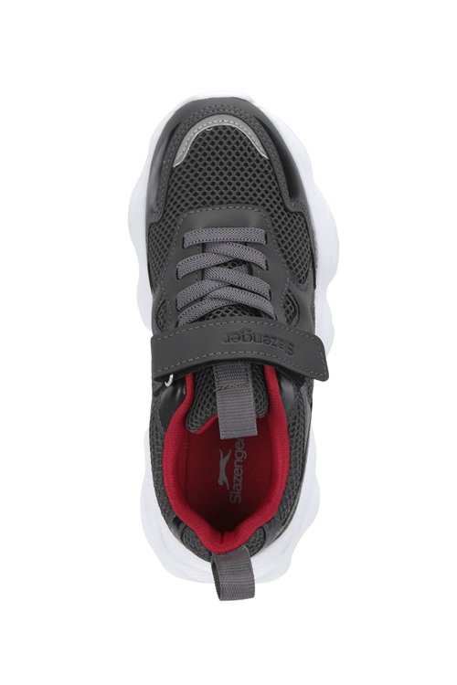 Slazenger FIZZY Unisex Çocuk Cırt Cırtlı Koyu Gri / Kırmızı Günlük Spor Ayakkabısı
