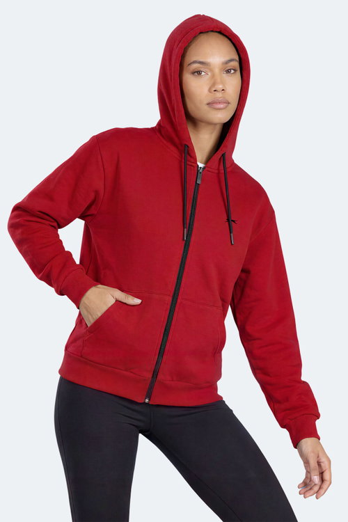 Slazenger FLORES Kadın Kapüşonlu Bordo Sweatshırt