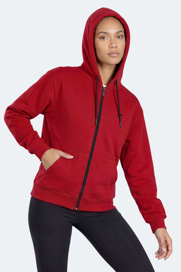 Slazenger FLORES Kadın Kapüşonlu Bordo Sweatshırt