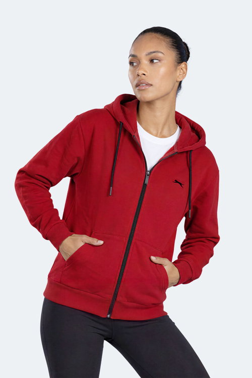 Slazenger FLORES Kadın Kapüşonlu Bordo Sweatshırt