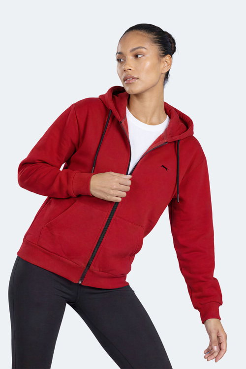 Slazenger FLORES Kadın Kapüşonlu Bordo Sweatshırt