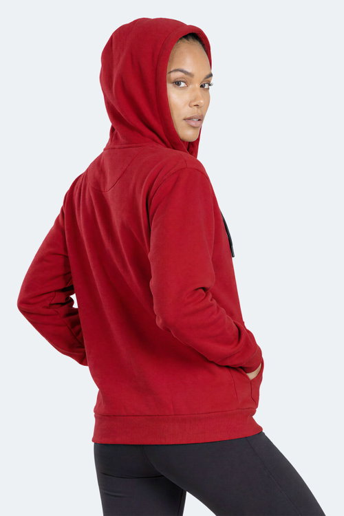 Slazenger FLORES Kadın Kapüşonlu Bordo Sweatshırt
