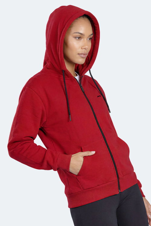 Slazenger FLORES Kadın Kapüşonlu Bordo Sweatshırt