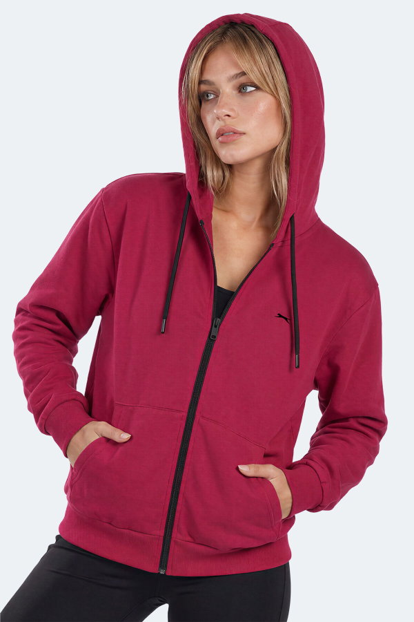 Slazenger FLORES Kadın Kapüşonlu Fuşya Sweatshırt