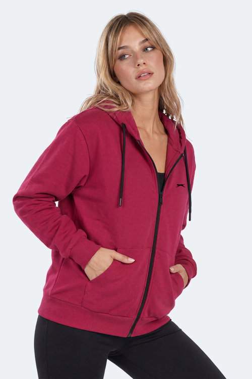 Slazenger FLORES Kadın Kapüşonlu Fuşya Sweatshırt