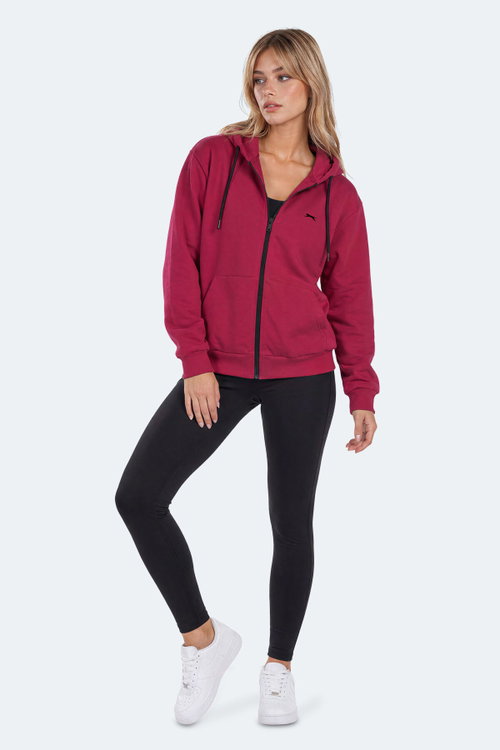Slazenger FLORES Kadın Kapüşonlu Fuşya Sweatshırt