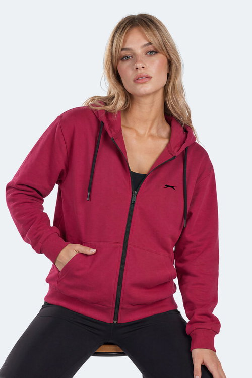 Slazenger FLORES Kadın Kapüşonlu Fuşya Sweatshırt