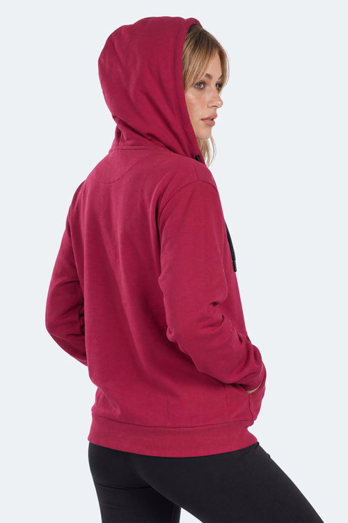 Slazenger FLORES Kadın Kapüşonlu Fuşya Sweatshırt