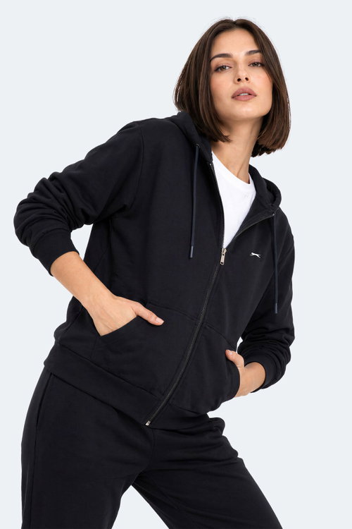 Slazenger FLORES Kadın Kapüşonlu Lacivert Sweatshırt