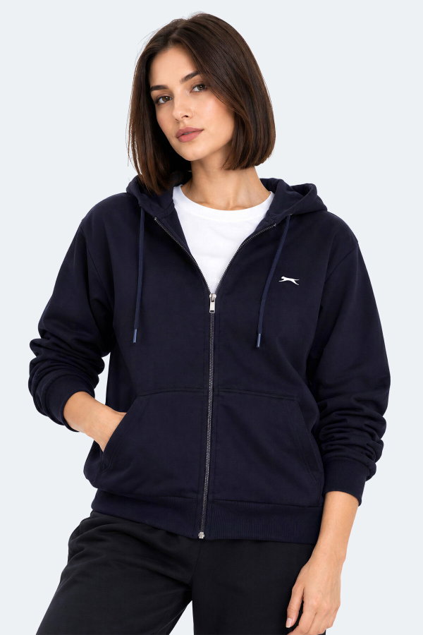 Slazenger FLORES Kadın Kapüşonlu Lacivert Sweatshırt