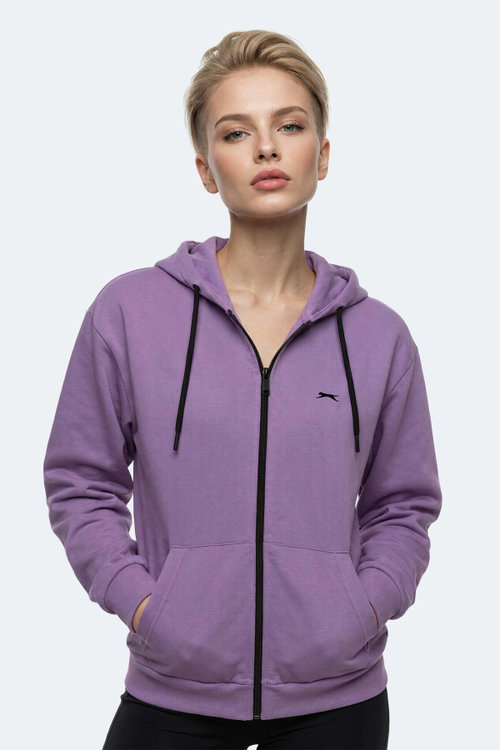Slazenger FLORES Kadın Kapüşonlu Lila Sweatshırt