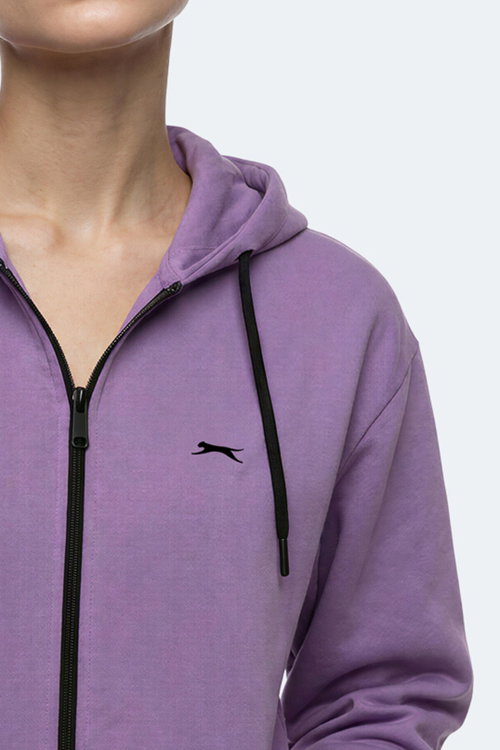 Slazenger FLORES Kadın Kapüşonlu Lila Sweatshırt