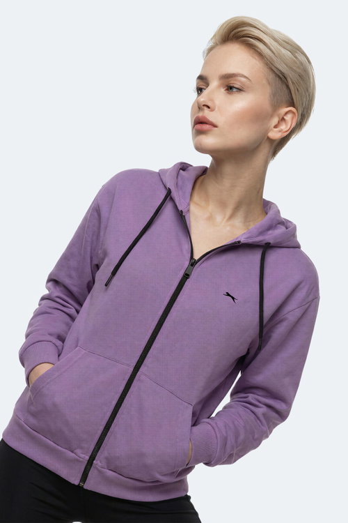 Slazenger FLORES Kadın Kapüşonlu Lila Sweatshırt