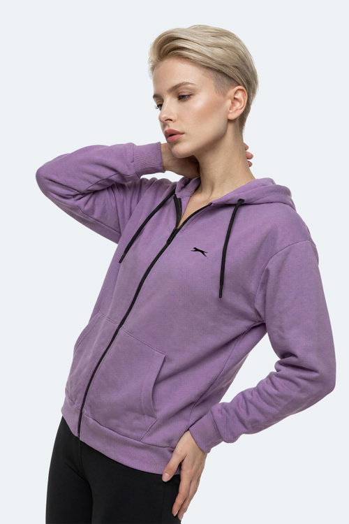Slazenger FLORES Kadın Kapüşonlu Lila Sweatshırt