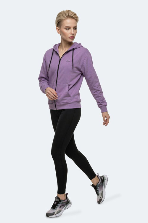 Slazenger FLORES Kadın Kapüşonlu Lila Sweatshırt