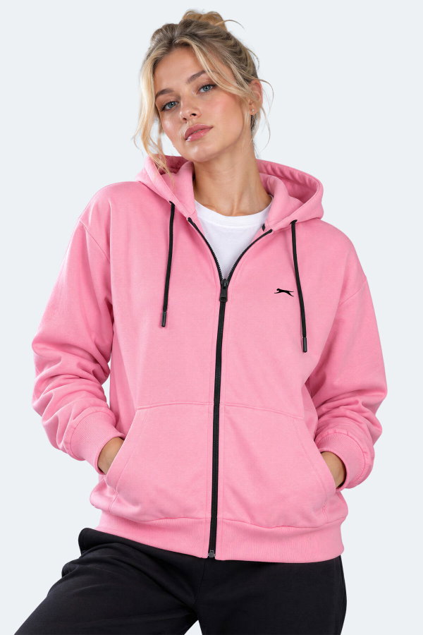 Slazenger FLORES Kadın Kapüşonlu Pembe Sweatshırt
