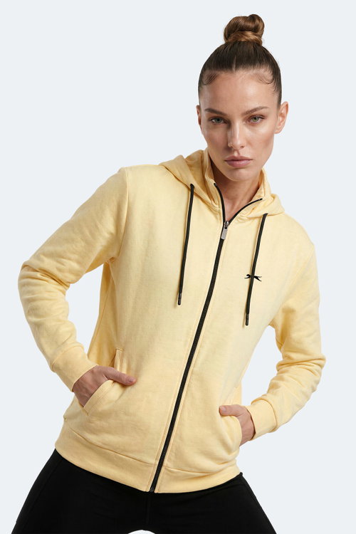 Slazenger FLORES Kadın Kapüşonlu Sarı Sweatshırt