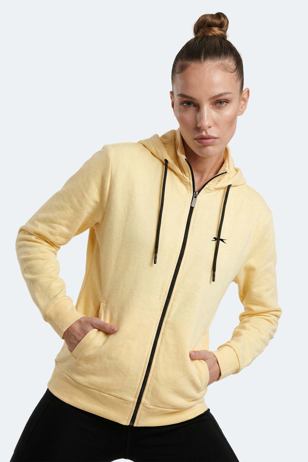Slazenger FLORES Kadın Kapüşonlu Sarı Sweatshırt