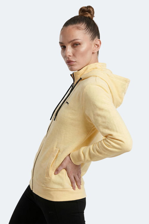 Slazenger FLORES Kadın Kapüşonlu Sarı Sweatshırt